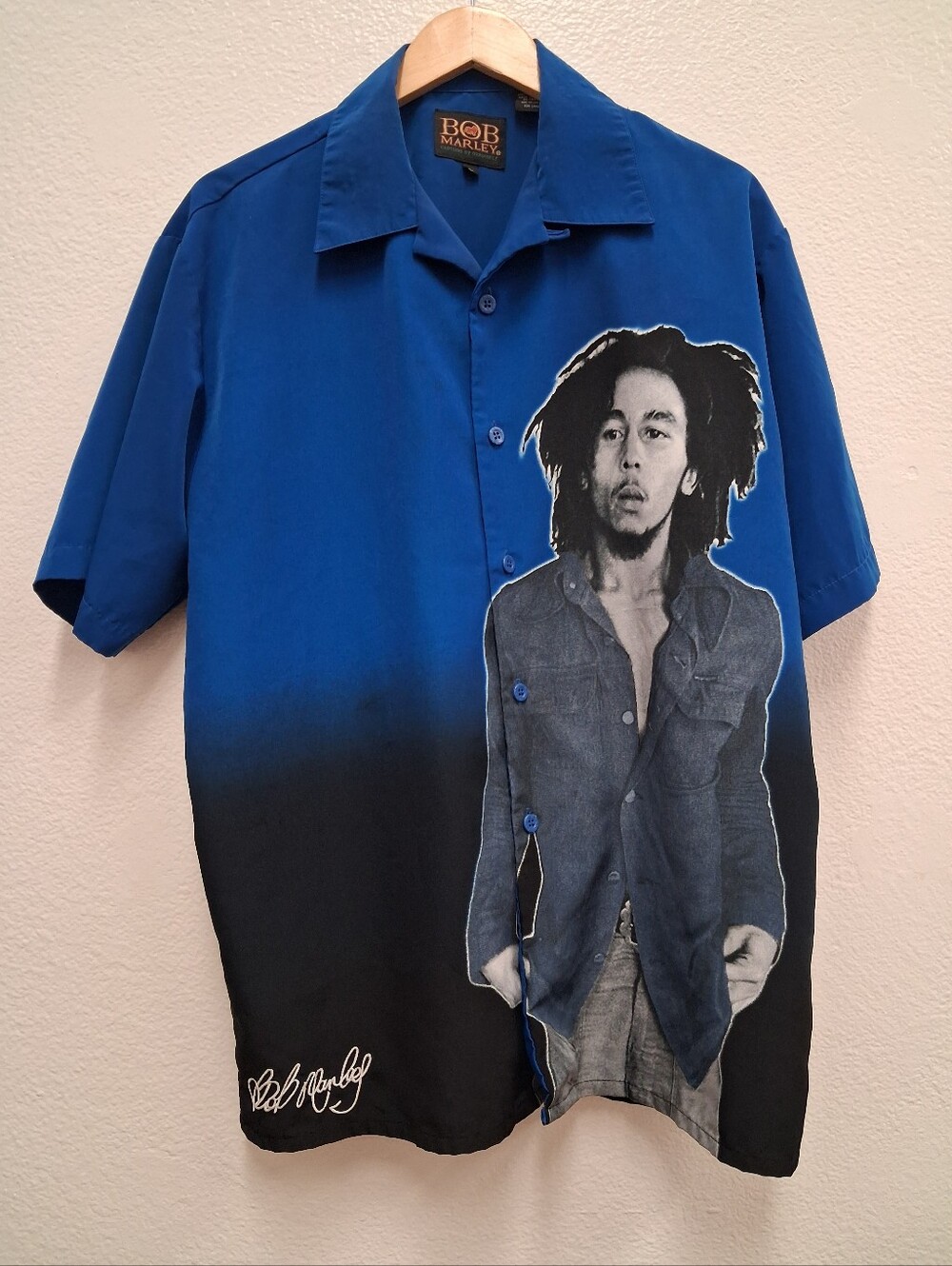90s Vintage Bob Marley by Dragonfly Men’s Reggae Bottom Up Shirt Size Large Y2K
